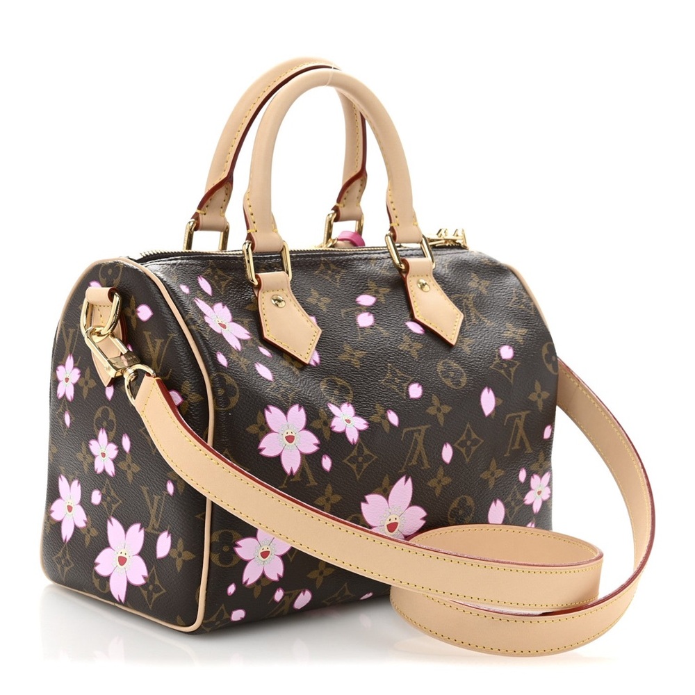 Louis Vuitton Brown and Pink Floral Satchel